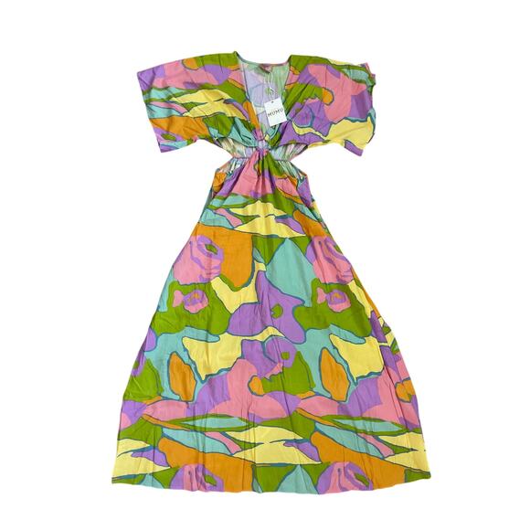 Show Me Your MuMu Dana Cutout Retro Multicolored Maxi Dress Size Medium - Picture 6 of 12